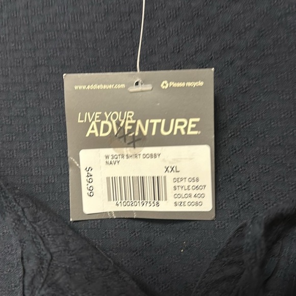 NWT Eddie Bauer Women’s Dark Navy Blue Button Down Cotton Blouse Size 2XL NWT - Picture 4 of 10